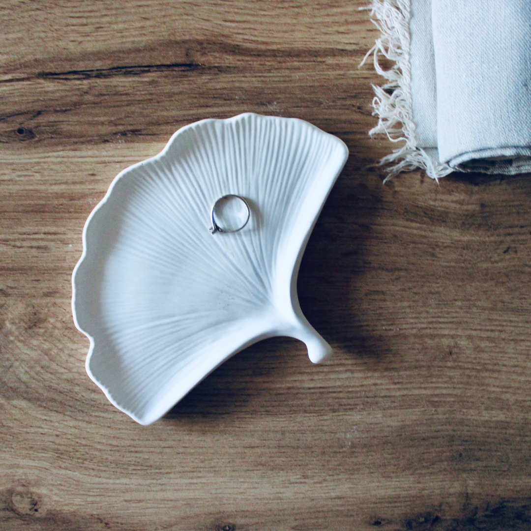 Candela Cuore con vassoio Foglia di Ginkgo