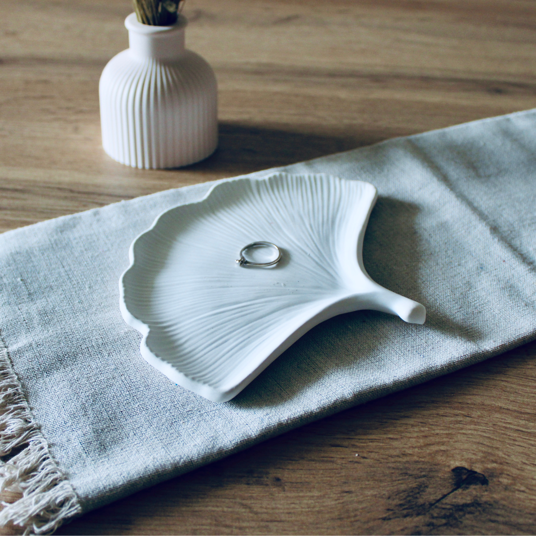 Vassoio decorativo fatto a mano Foglia di Ginkgo